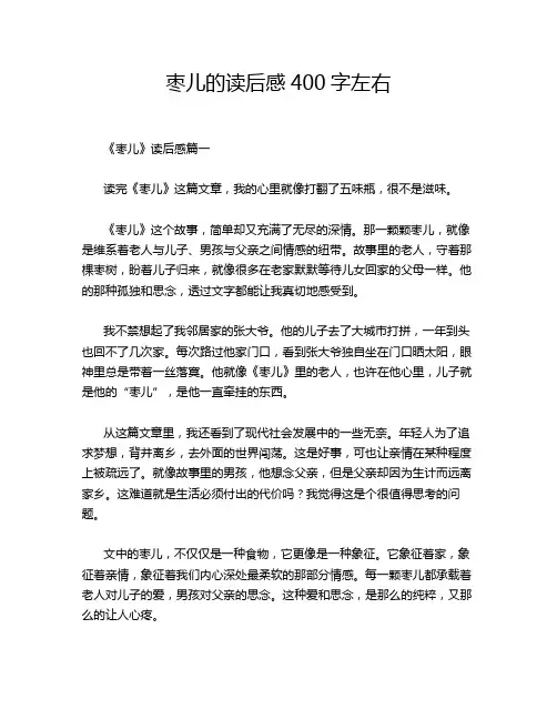 枣儿的读后感400字左右
