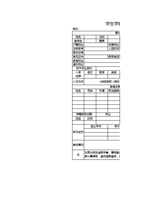 学生学籍登记表1