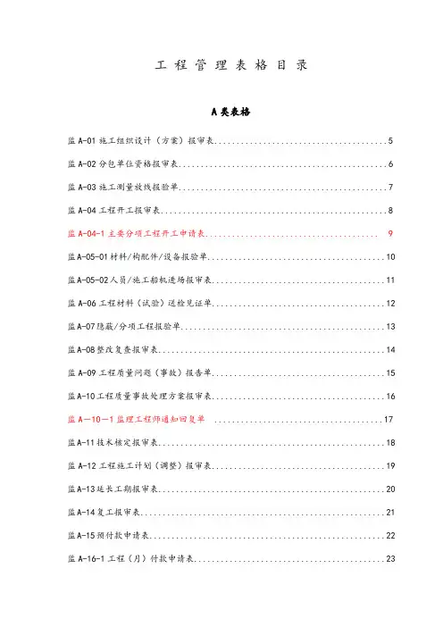 监理管理表(A、B、C表)