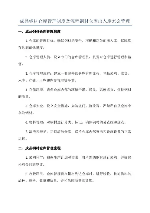 成品钢材仓库管理制度及流程钢材仓库出入库怎么管理