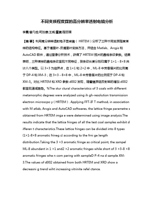 不同变质程度煤的高分辨率透射电镜分析