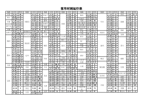 客车时刻运行表