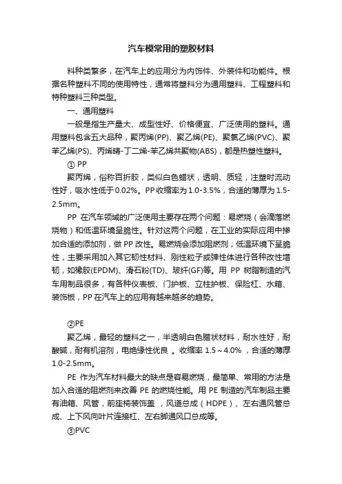汽车模常用的塑胶材料