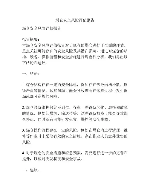 煤仓安全风险评估报告