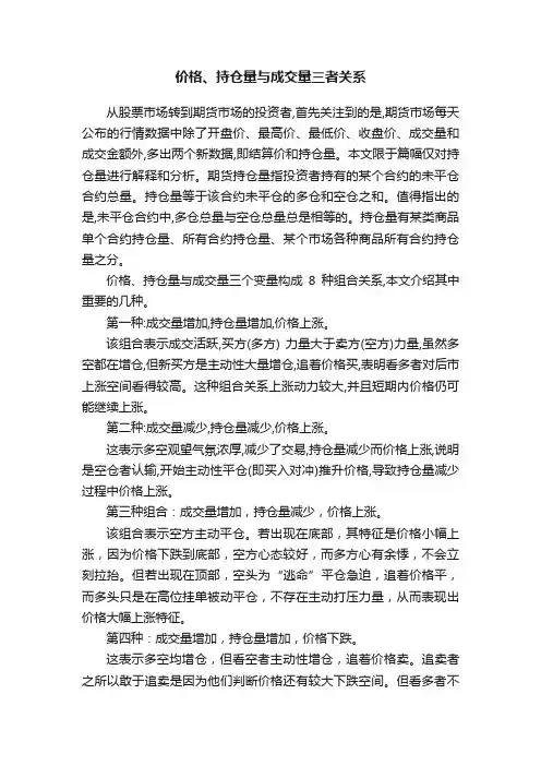 价格、持仓量与成交量三者关系