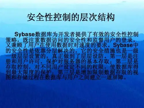 sybase数据库安全和优化(自编)