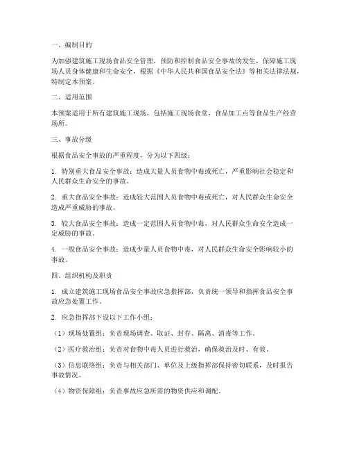 建筑食品安全应急预案