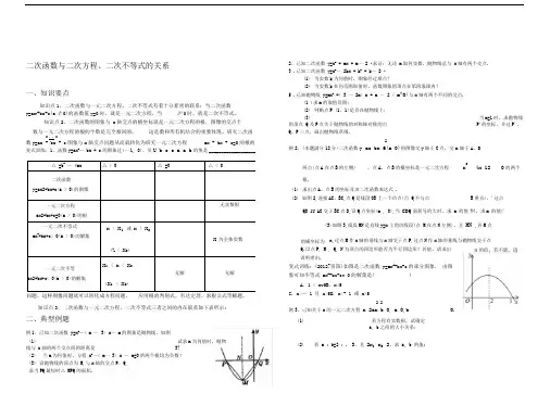 二次函数与二次方程二次不等式的关系