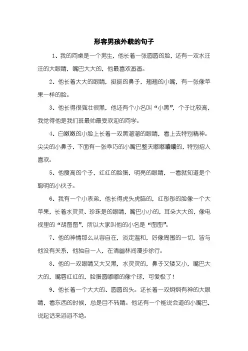 形容男孩外貌的句子