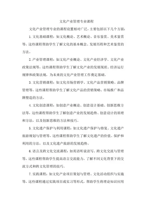 文化产业管理专业课程