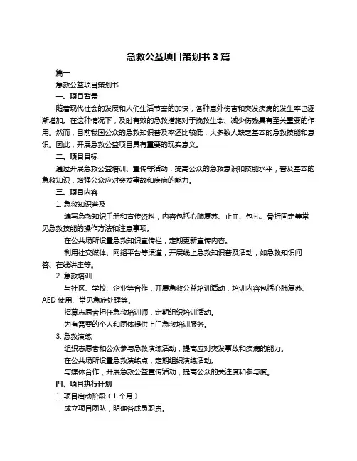 急救公益项目策划书3篇