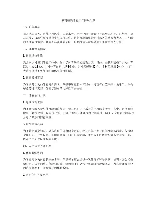 乡村振兴体育工作情况汇报