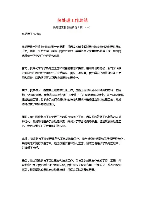 热处理工作总结2篇