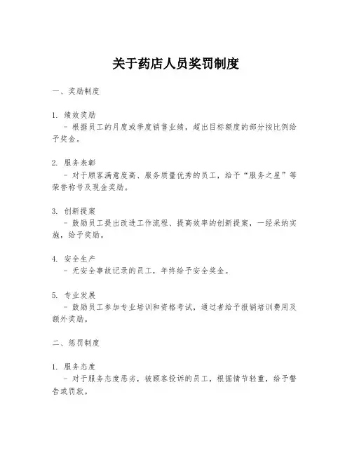关于药店人员奖罚制度