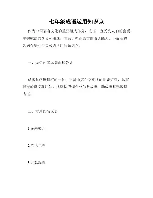 七年级成语运用知识点