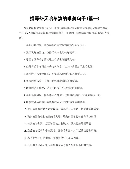 描写冬天哈尔滨的唯美句子(精选合集2篇)