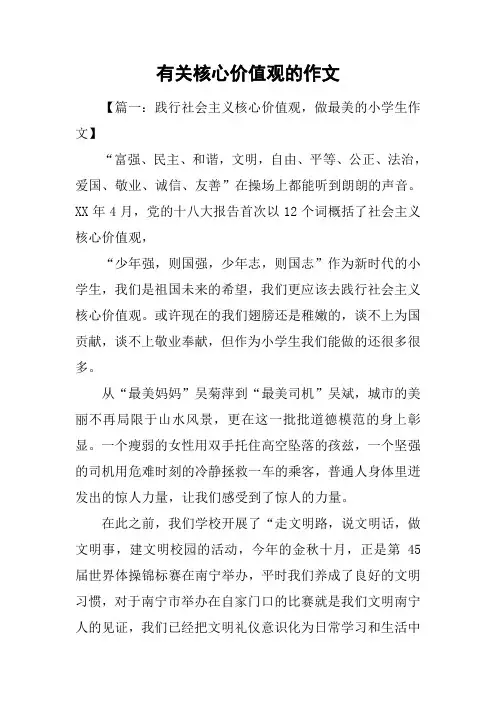 有关核心价值观的作文