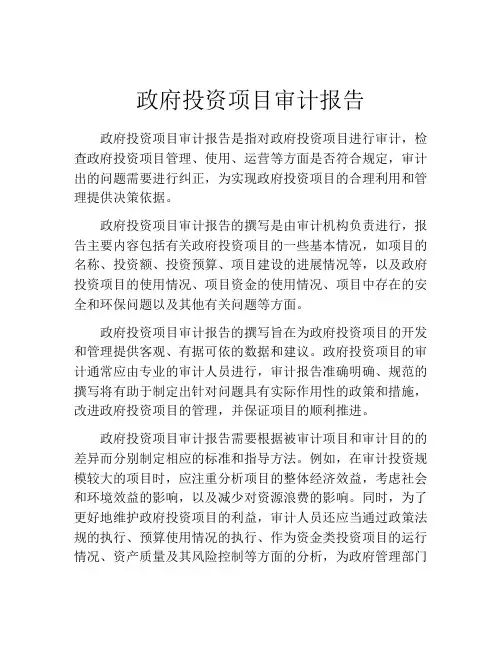 政府投资项目审计报告