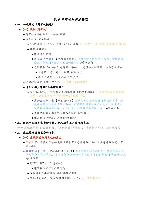 民法 所有权知识点整理