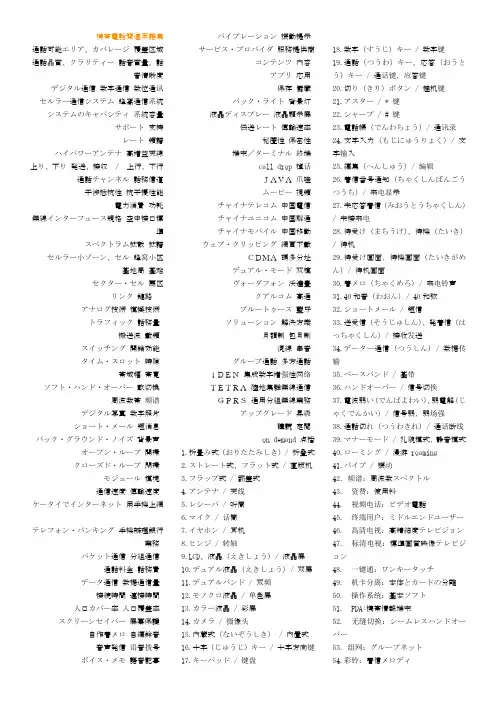 日语手机专业词汇