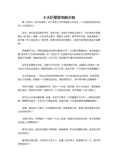 十大巨型昆虫的介绍