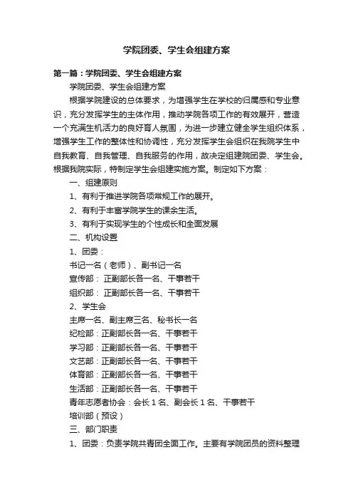学院团委、学生会组建方案