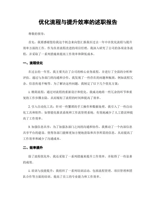 优化流程与提升效率的述职报告