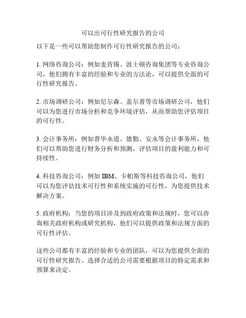 可以出可行性研究报告的公司