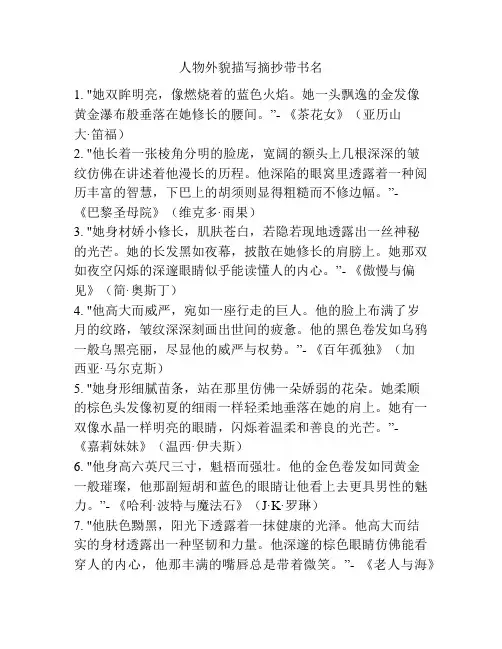 人物外貌描写摘抄带书名