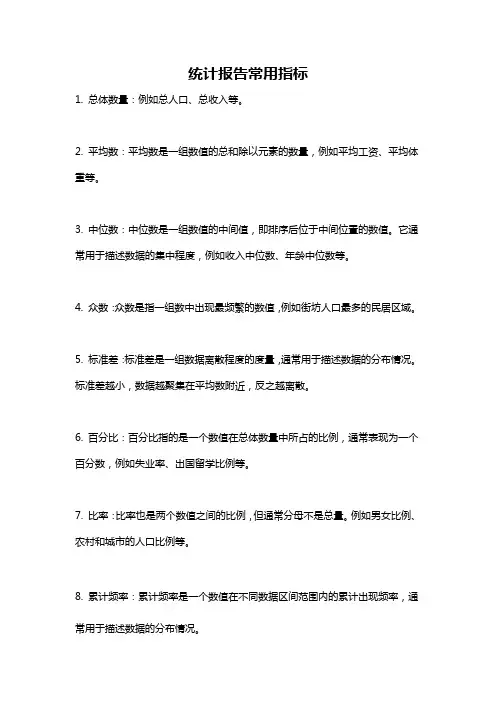统计报告常用指标