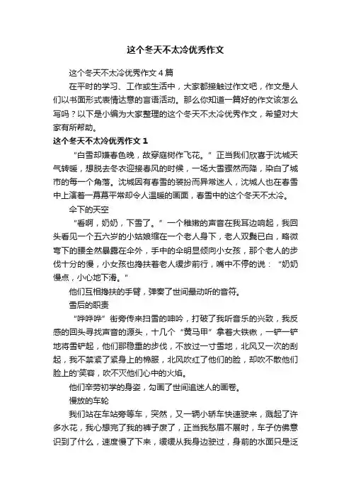 这个冬天不太冷优秀作文