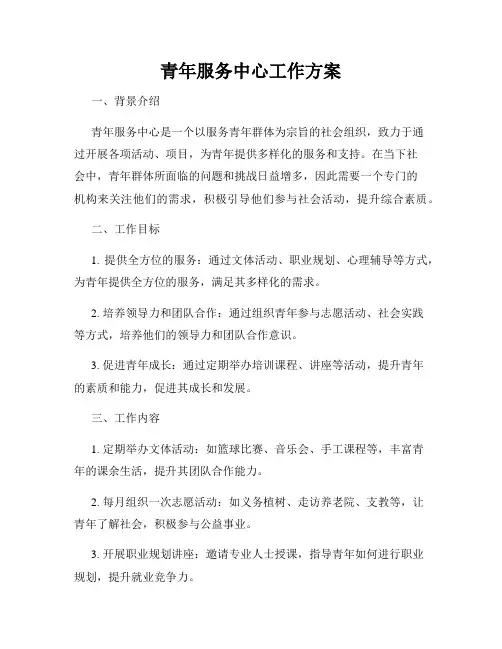 青年服务中心工作方案