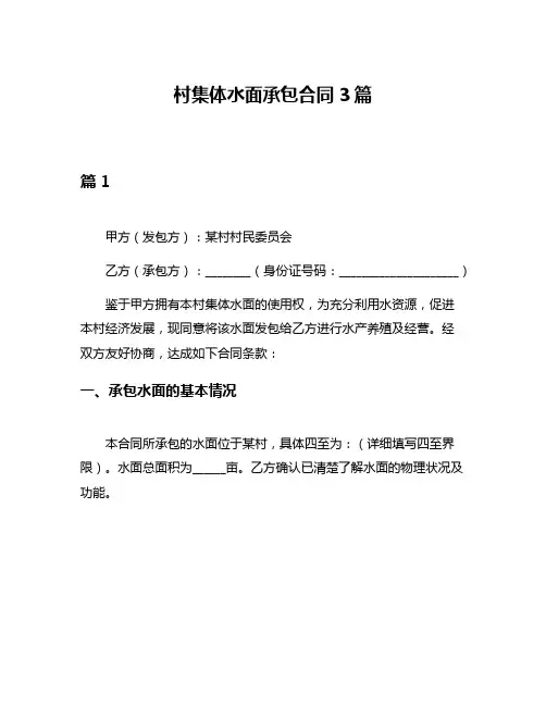 村集体水面承包合同3篇