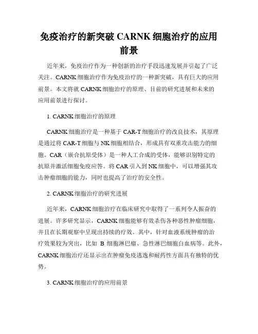 免疫治疗的新突破CARNK细胞治疗的应用前景