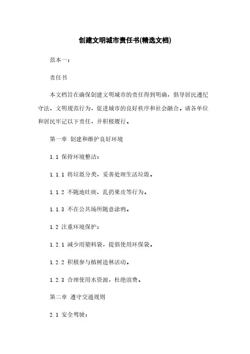创建文明城市责任书(精选文档)