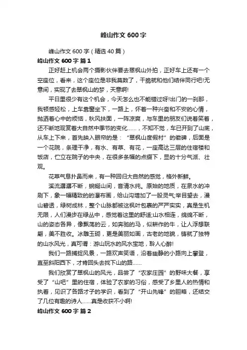 峰山作文600字（精选40篇）