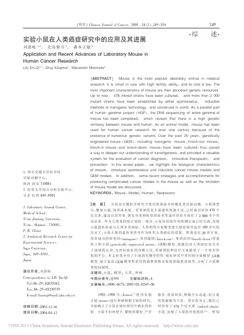 实验小鼠在人类癌症研究中的应用及其进展_刘恩岐