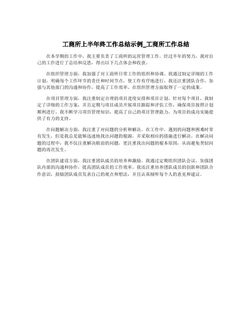 工商所上半年终工作总结示例_工商所工作总结