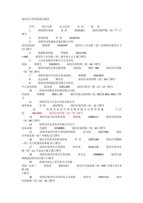 福田区大型商场基本情况