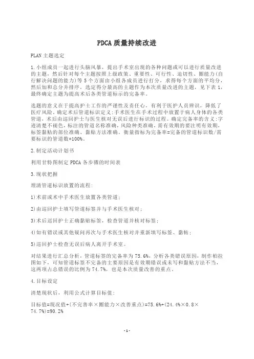 PDCA质量持续改进
