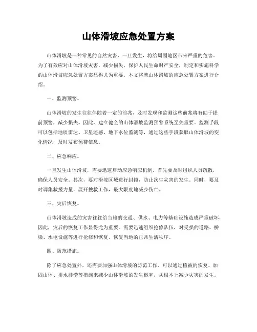 山体滑坡应急处置方案