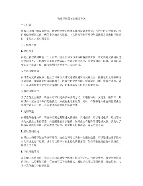 物业管理费年底催缴方案