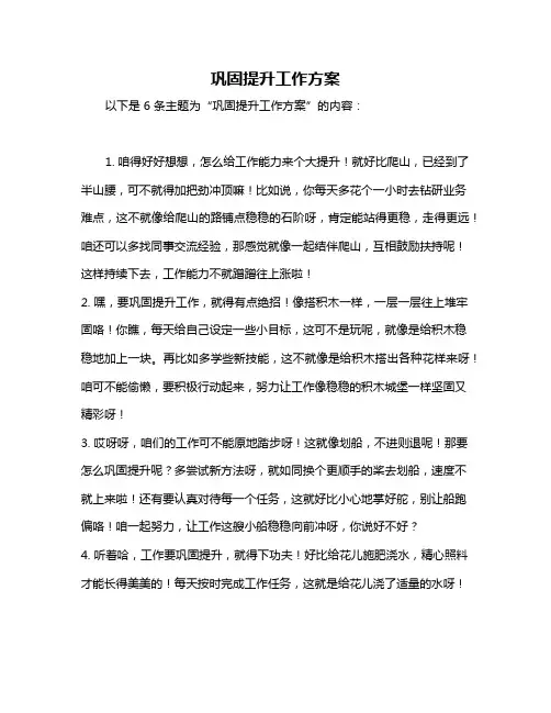 巩固提升工作方案