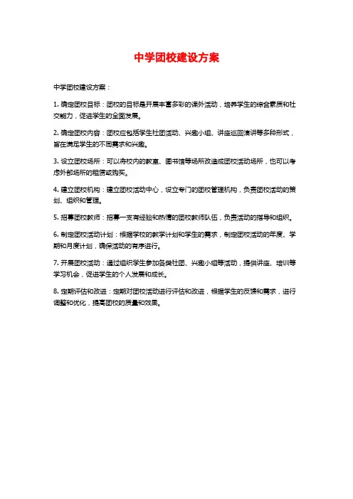 中学团校建设方案