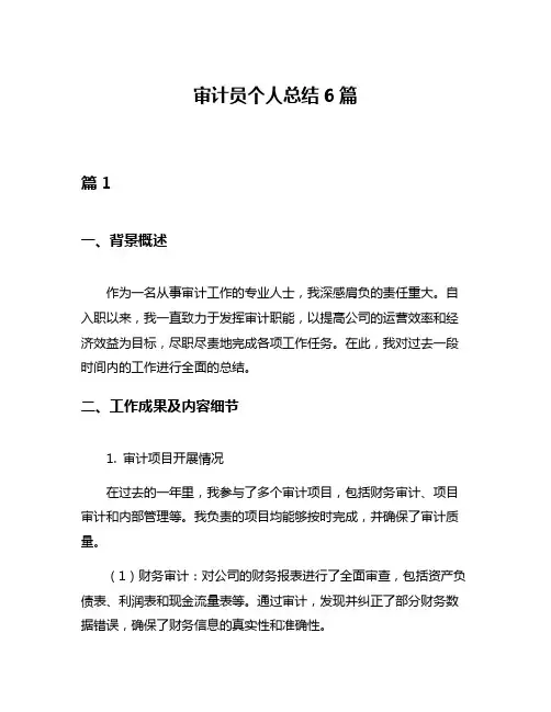 审计员个人总结6篇