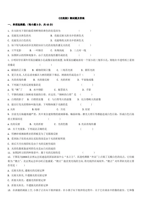 光现象试题及答案