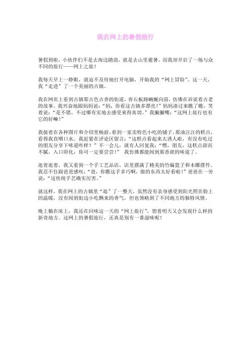 我在网上的暑假旅行 