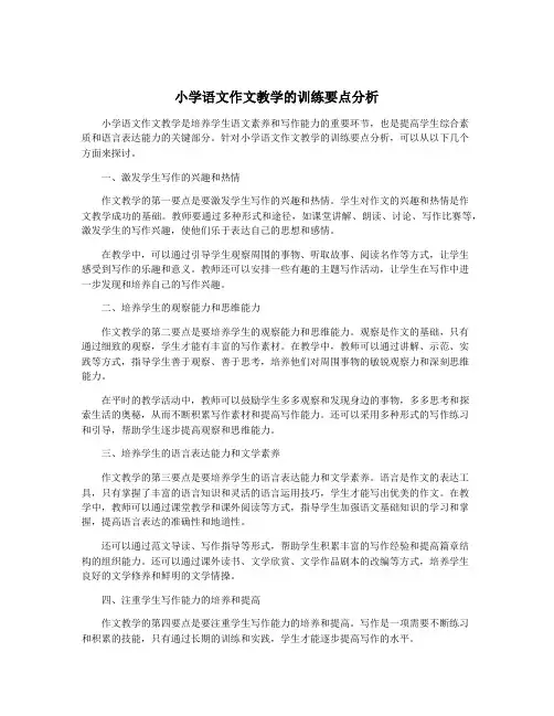 小学语文作文教学的训练要点分析