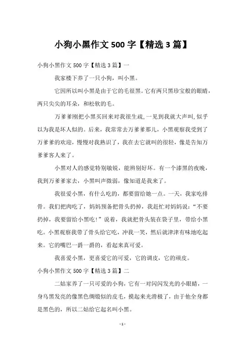 小狗小黑作文500字【精选3篇】
