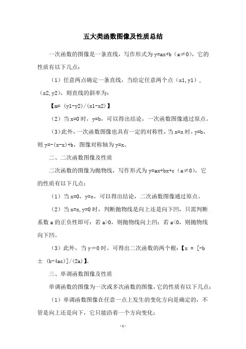 五大类函数图像及性质总结